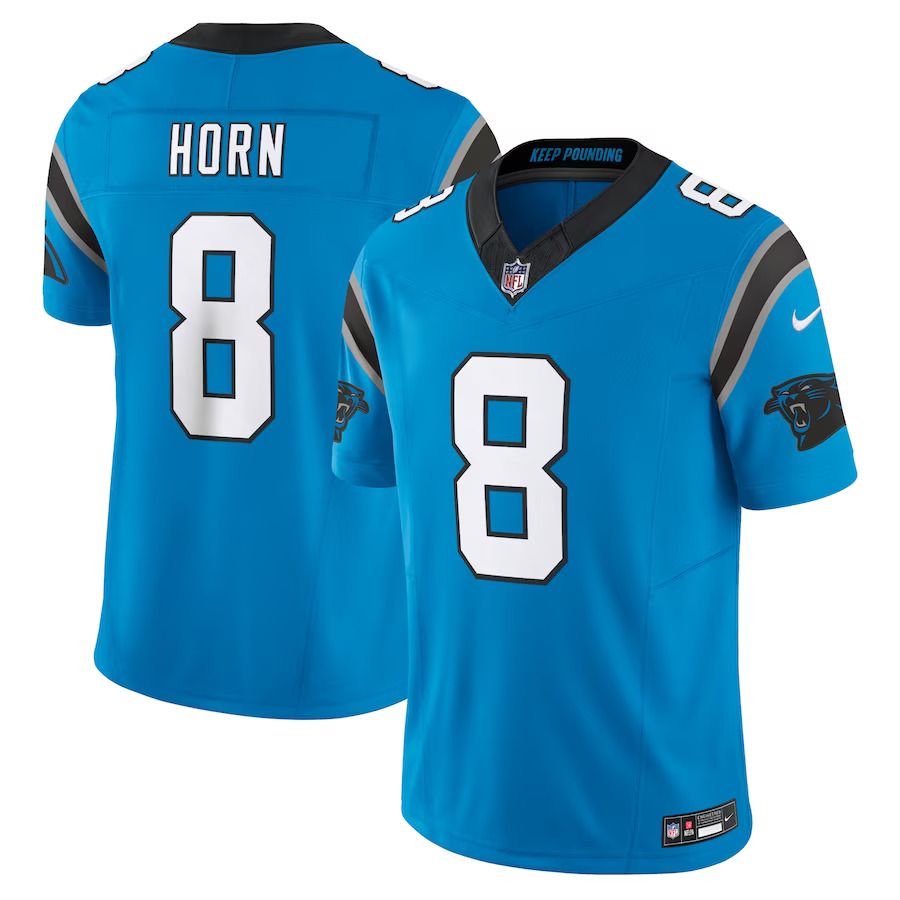 Men Carolina Panthers #8 Jaycee Horn Nike Blue Vapor F.U.S.E. Limited NFL Jersey